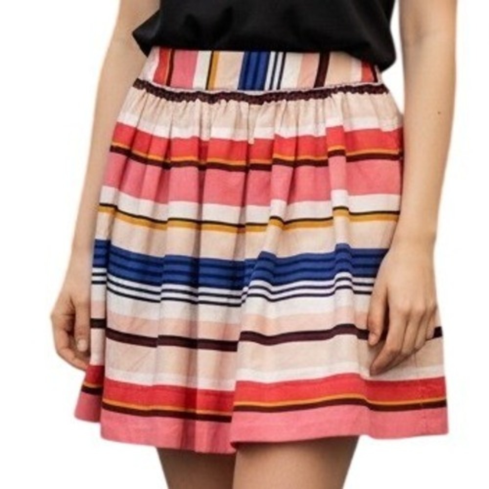 Kate Spade‎ NY Striped Mini Skirt Girls 14Y Women XXS Rainbow Pleated Pockets